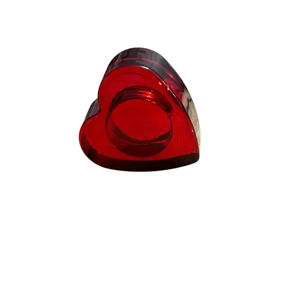 Red Glass Heart Shaped Votive/Tealight Candle Holder 2.75